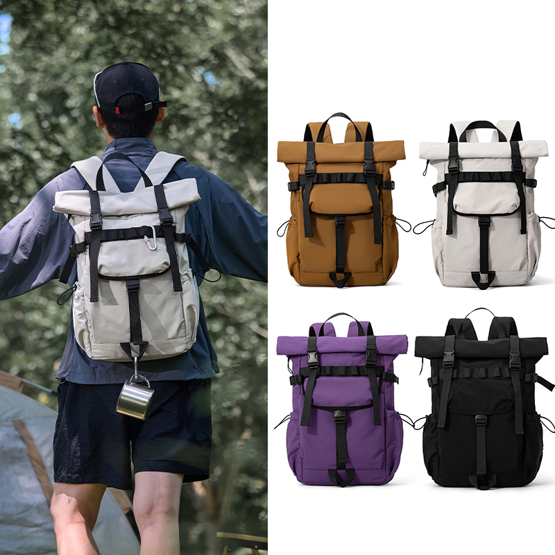 Canvas Backpack Casual - Nieuwe Heren Rolltop Uitbreidbare Reisrugzak Laptop