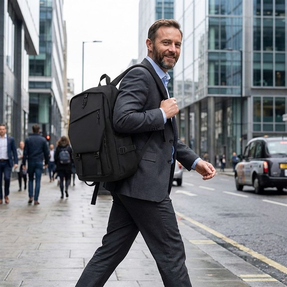 Canvas Backpack Casual - Mode zakelijke herenrugzak Zwarte lichtgewicht laptoprugzak